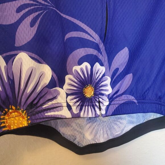 Ladies short sleeve cycle jersey by WeimoMonkey XL Floral Purple Hawaiian Pocket - Picture 6 of 15